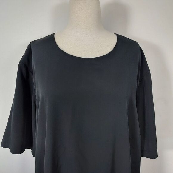 Maggie Barnes Black Dressy Blouse Keyhole Back Boxy Flowy Womens Plus Size 4X - Picture 3 of 11
